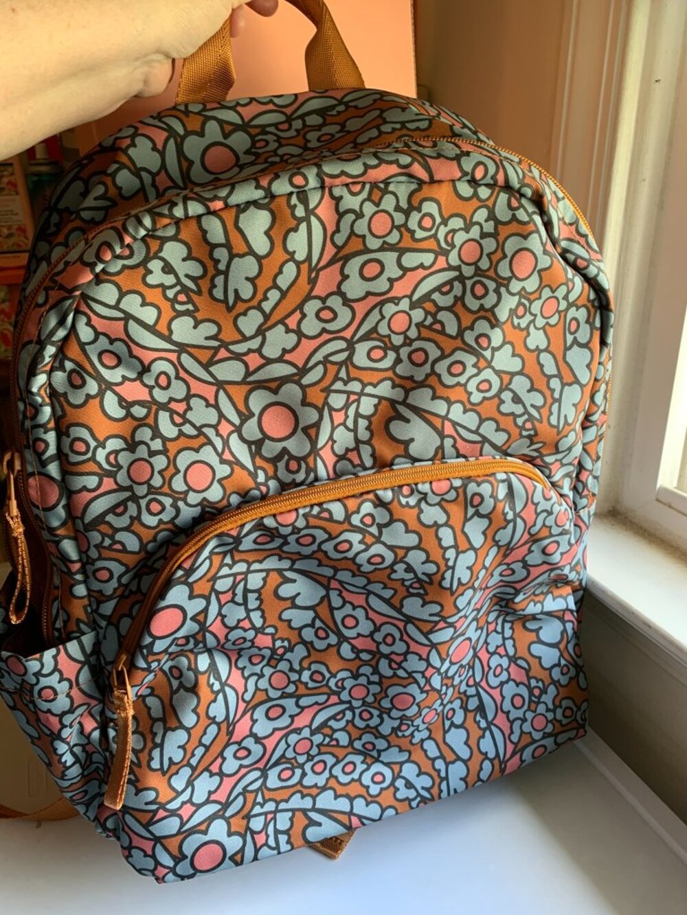 Vera Bradley Just Right Bancroft medium Backpack Tiny Garden Roasted Pecan